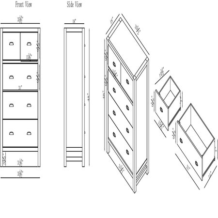 Alaterre Furniture Arden 5-Drawer Chest of Drawers, Driftwood White ANAN0331